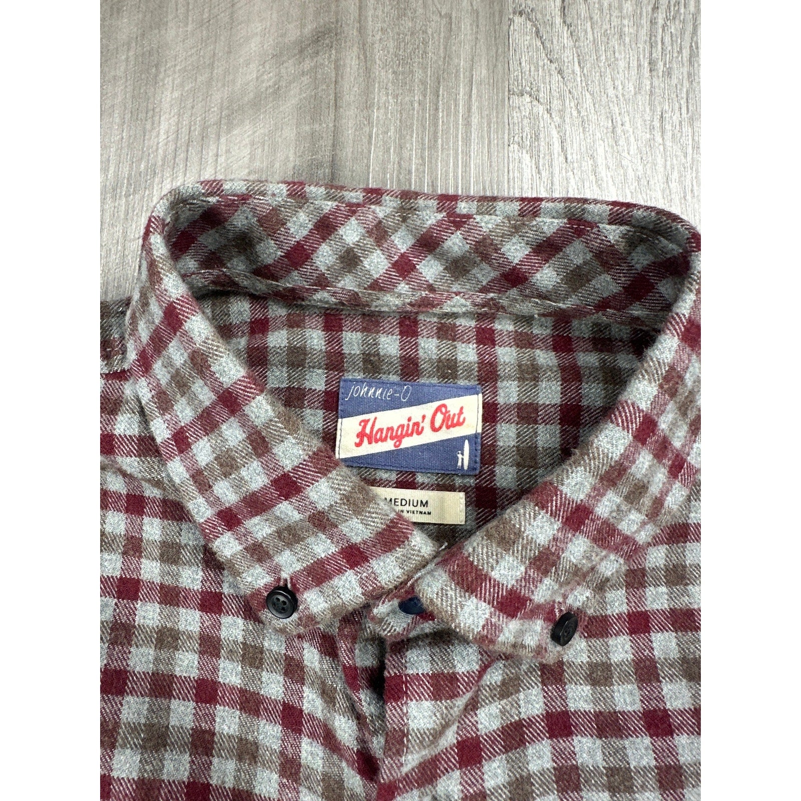Johnnie-O Dickens Hangin' Out Flannel Checkered Long Sleeve Button Down in Malibu Red — Size Medium // Preowned