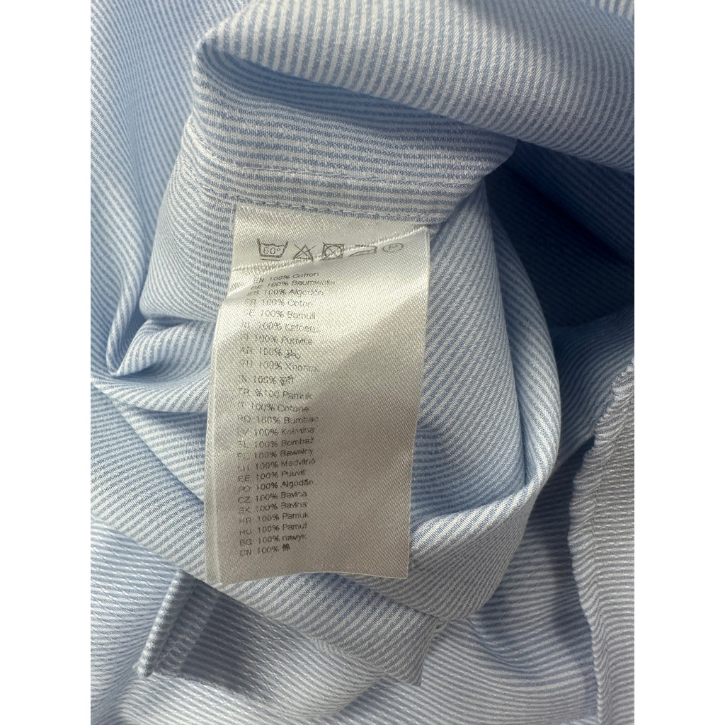 Eton Contemporary Signature Twill Long Sleeve Button Down in Light Blue and White — Size Large // Preowned