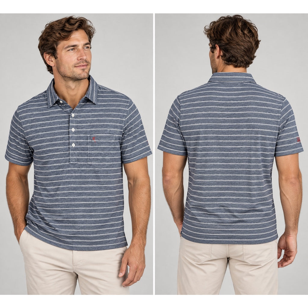 Criquet JG40 Striped Pique Players Polo — Size Medium // Preowned