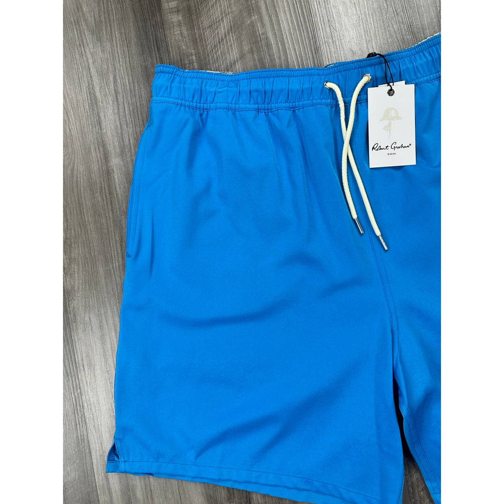 Robert Graham Tropical Hawaiian Pocket Swim Trunks Azure — Size XL