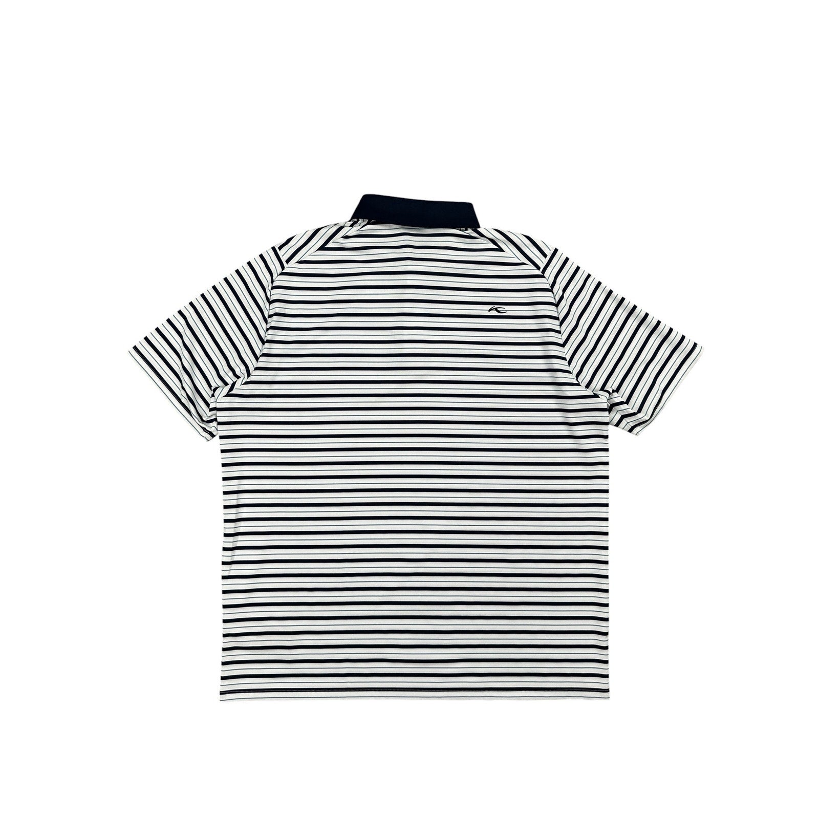 KJUS Luis Multi Stripe Comfort Fit Performance Polo in White, Navy, Slate Blue — Size 56 (2XL)