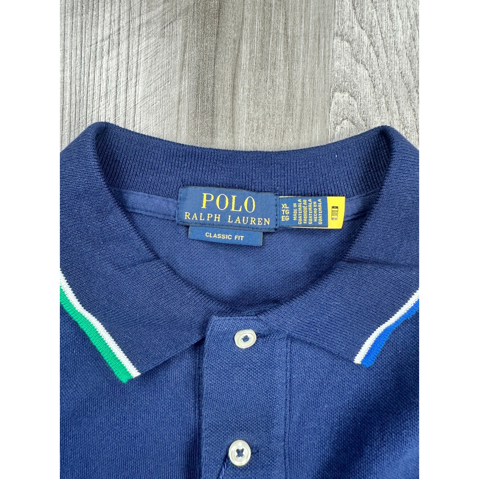 Polo Ralph Lauren Classic Fit Contrast Sleeve Mesh Knit Polo in Navy — Size XL