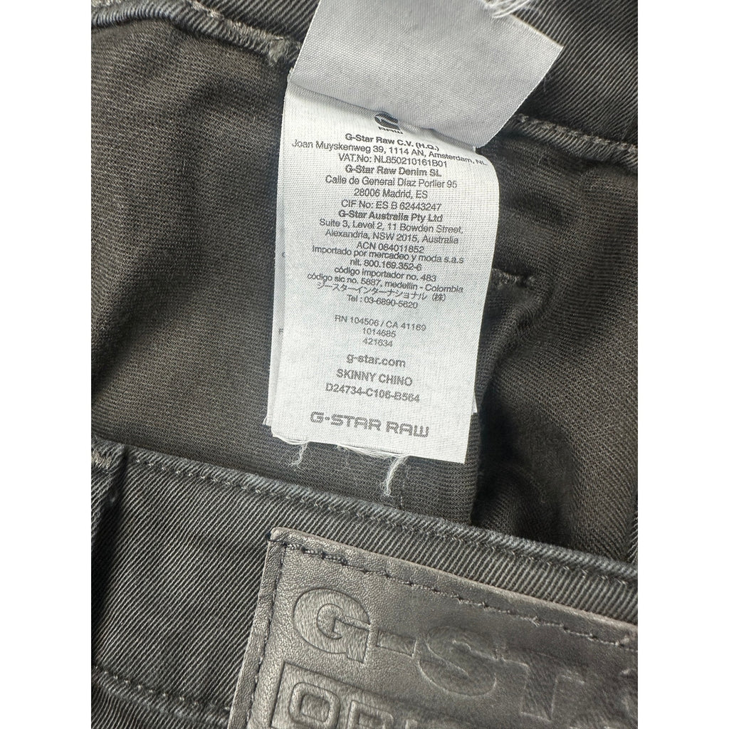 G-Star Raw Skinny Bracket Superstretch Twill Chino Pants in Dark Black — Size 33