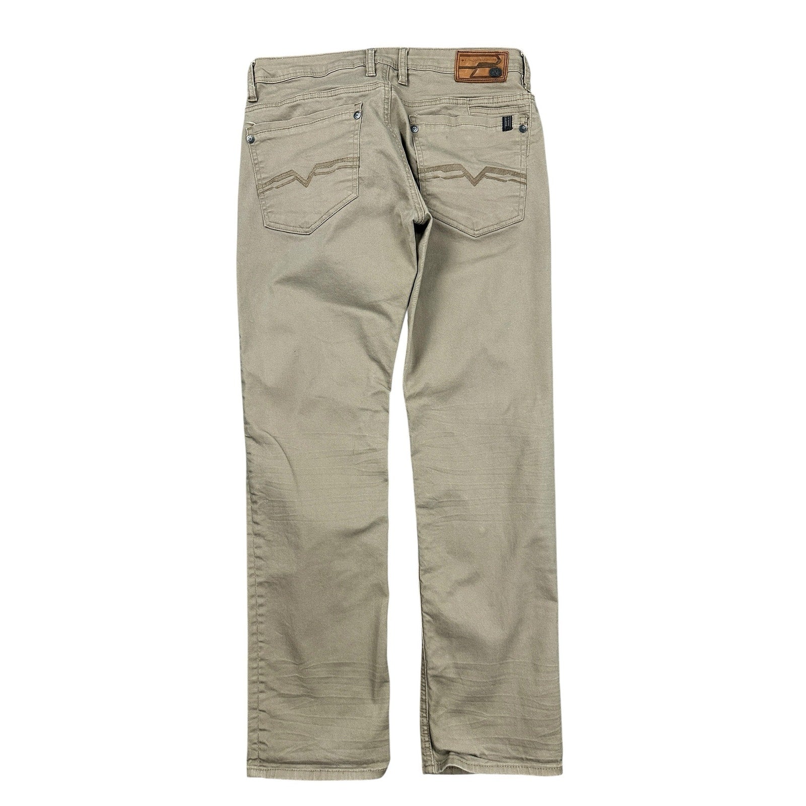 Buffalo David Bitton Six-X Straight Leg Twill Pant in Tan Khaki — Approx. 33x32