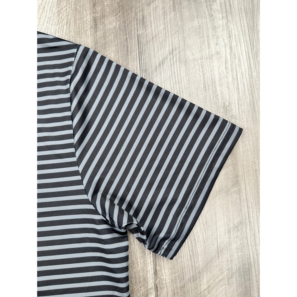 Grateful Dead x Section 119 Performance Striped Polo in Black and Grey — Size Large // Preowned