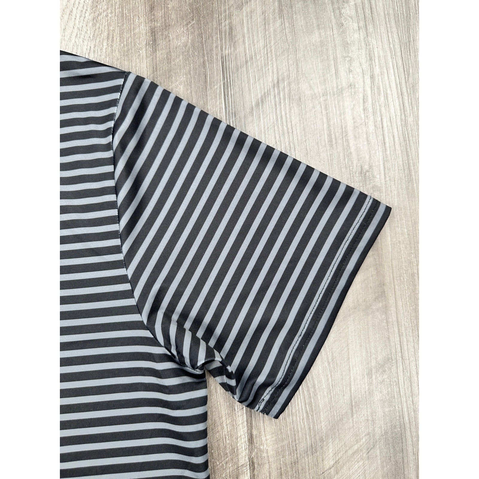 Grateful Dead x Section 119 Performance Striped Polo in Black and Grey — Size Large // Preowned