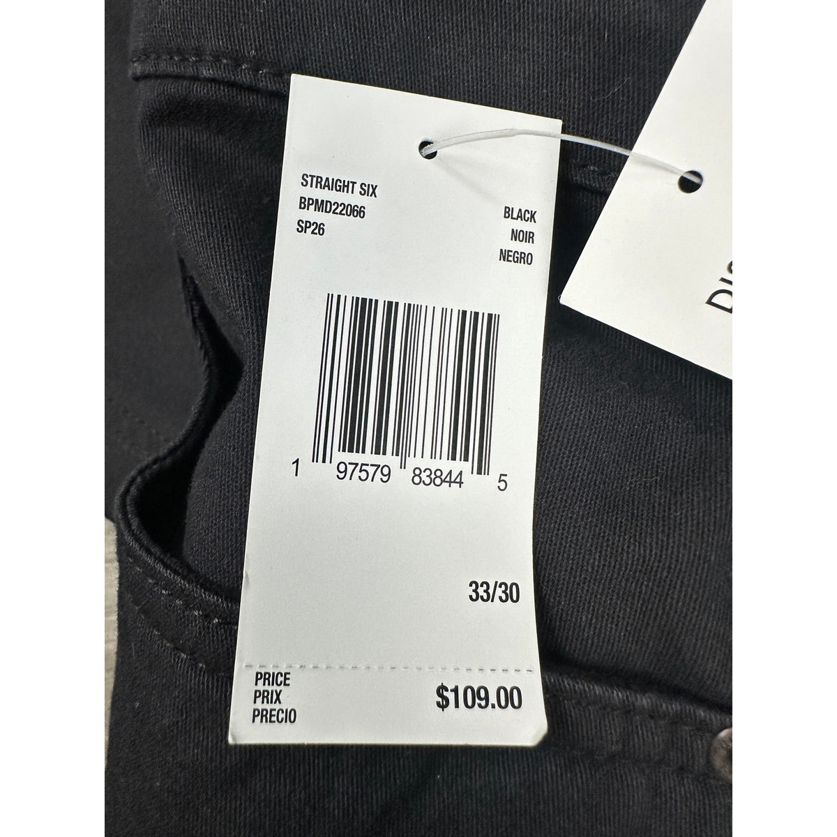 Buffalo David Bitton Straight Six Black Chino Jeans — Size 33x30