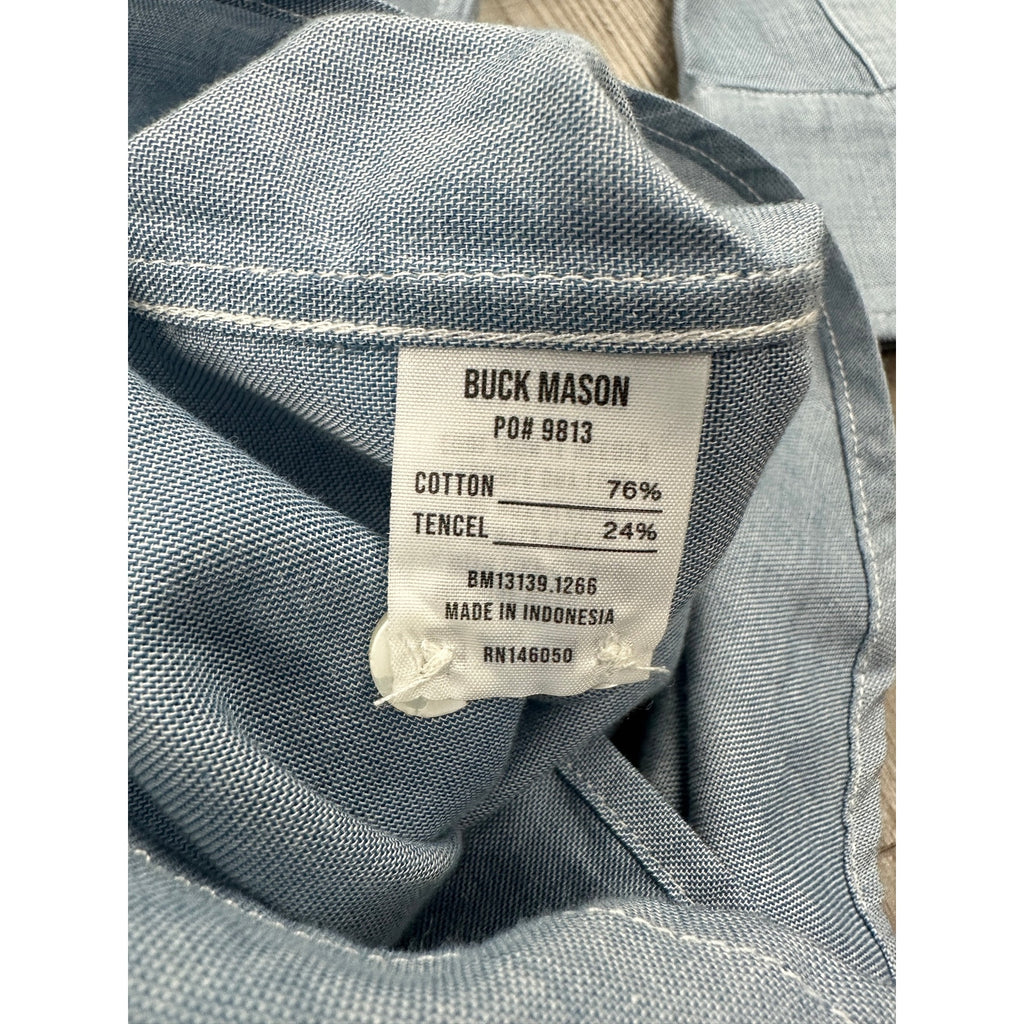 Buck Mason Japanese Chambray Long Sleeve Shirt in Blue — Size Medium