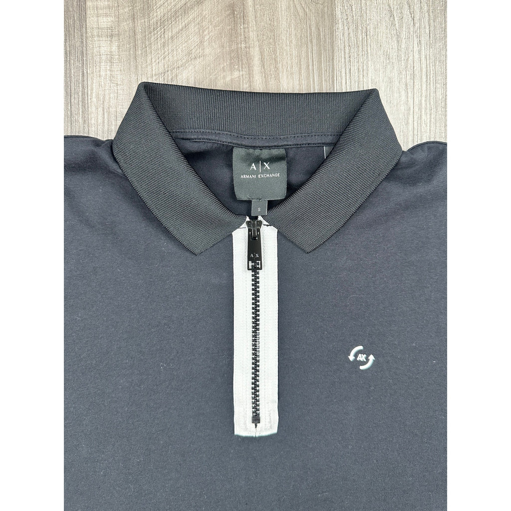 Armani Exchange Relaxed Fit Zip Front Polo in Black — Size Small // Preowned