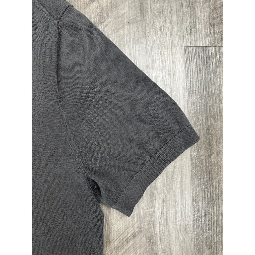 Madewell Garment Dyed Three Button Polo Sweater in Charcoal — Size XL // Preowned