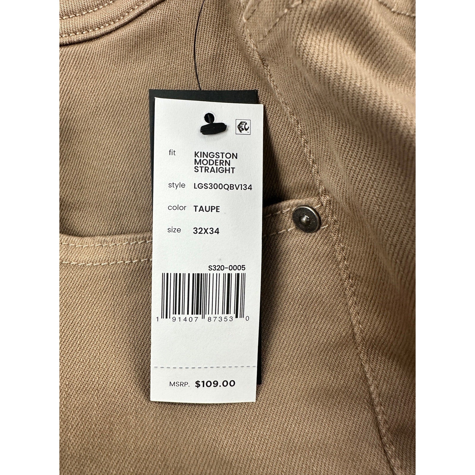 Liverpool Los Angeles Kingston Modern Straight Stretch Jean in Taupe — Size 32x34