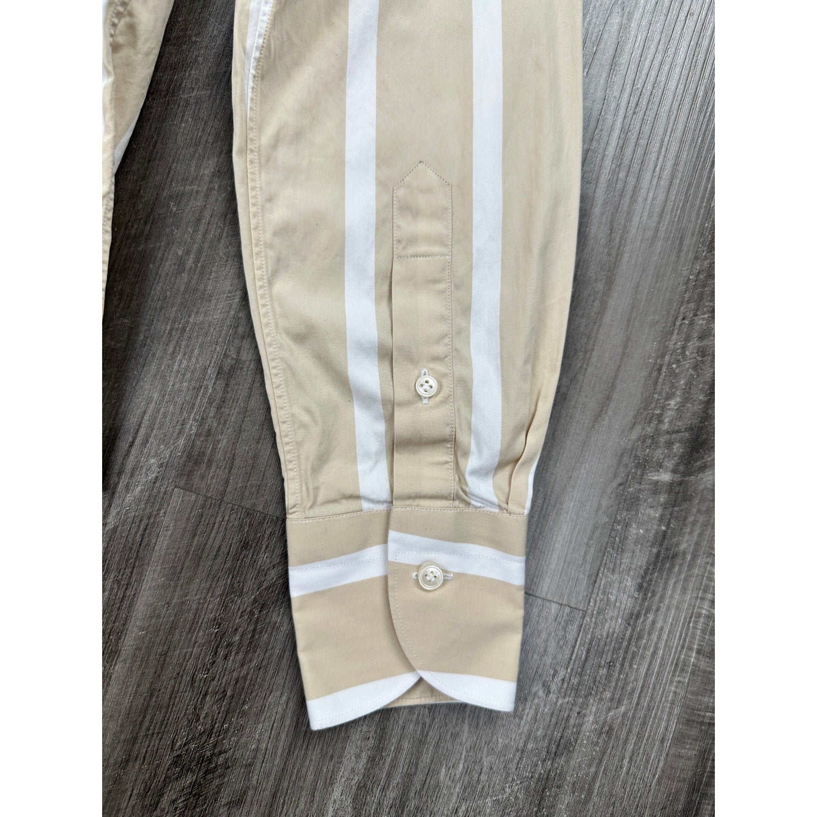 Suitsupply Albini 1876 Egyptian Cotton Extra Slim Fit Casual Long Sleeve Shirt in Tan and White — Size 14.5/15 // Preowned