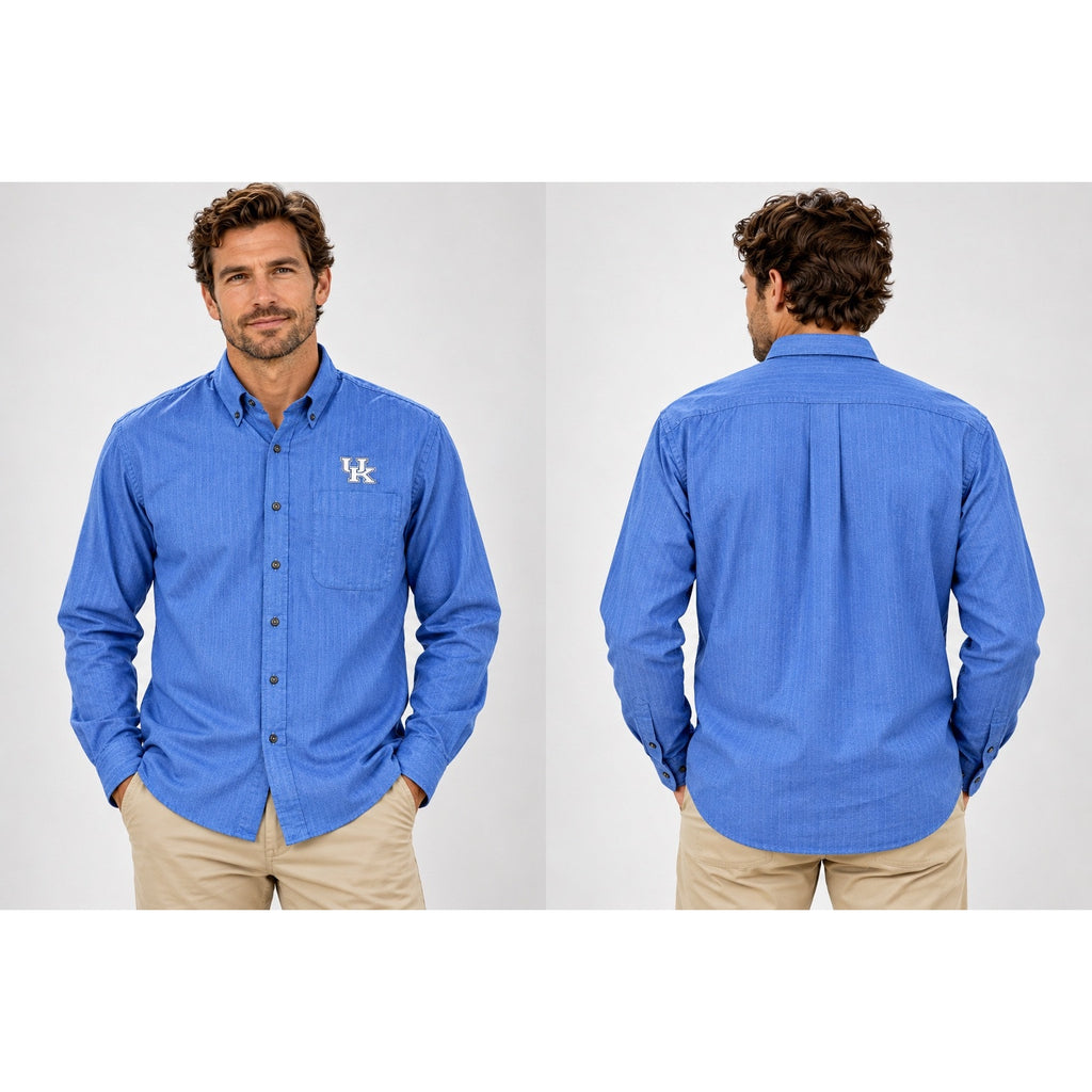 Cutter & Buck Kentucky Wildcats Herringbone Long Sleeve Button Down Shirt — Size Medium // Preowned