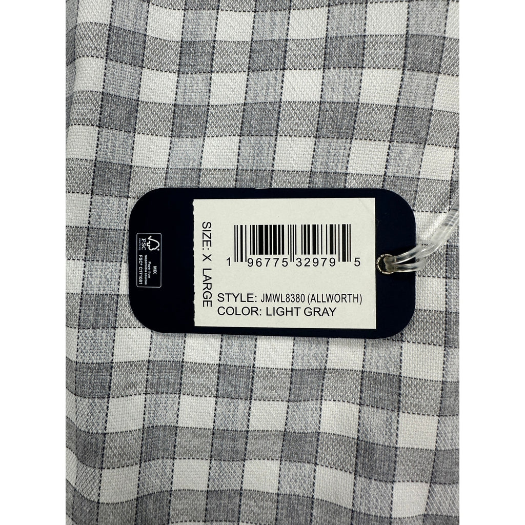 Johnnie-O Allworth Performance Checkered Long Sleeve Button Down in Light Gray — Size XL