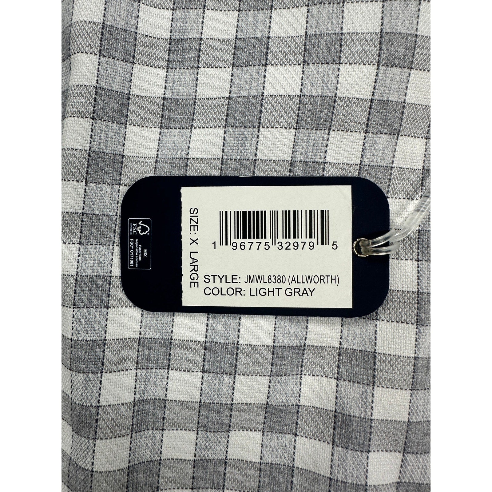 Johnnie-O Allworth Performance Checkered Long Sleeve Button Down in Light Gray — Size XL