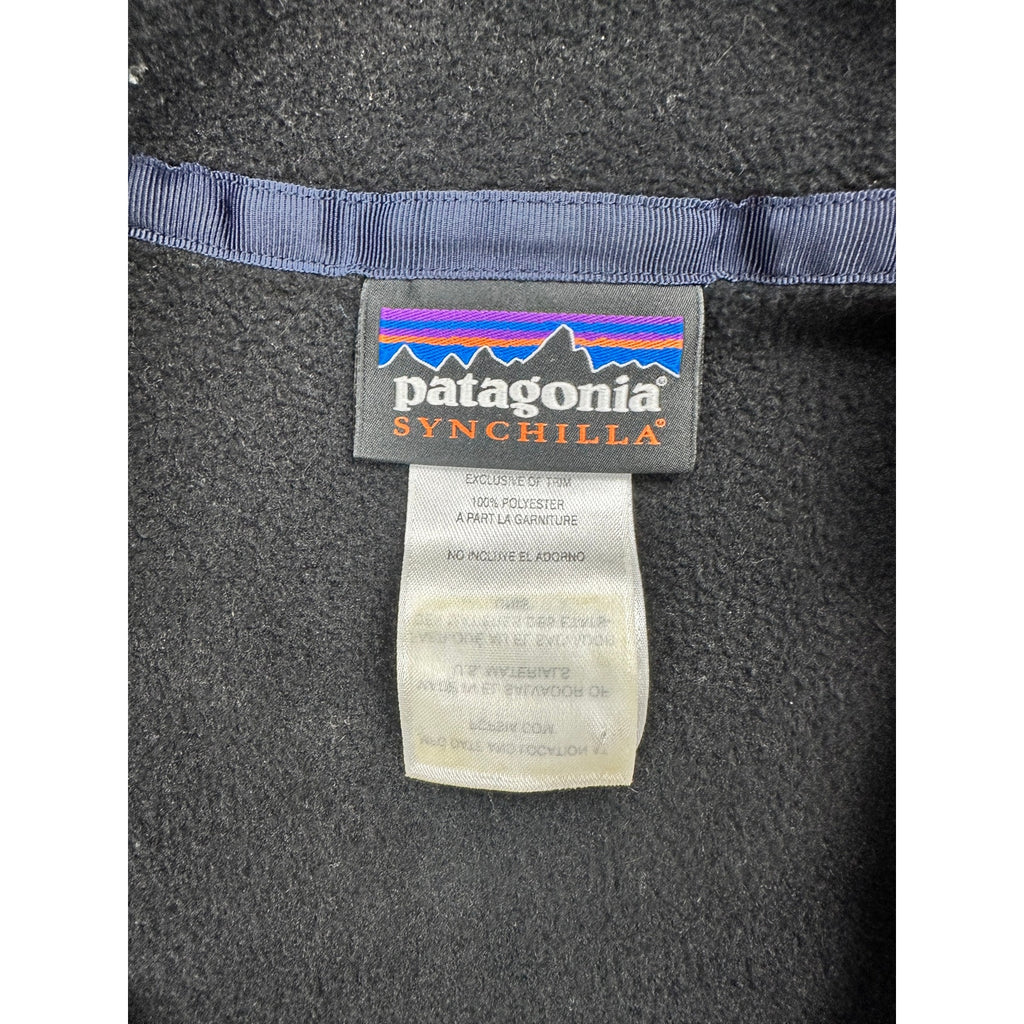 Patagonia Lightweight Synchilla Snap-T Vest in Black, Gray and Green Teal — Size Large // Preowned