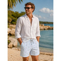 Tommy Bahama Seersucker Palms Swim Trunks in Blue, White — Size 2XL // Preowned
