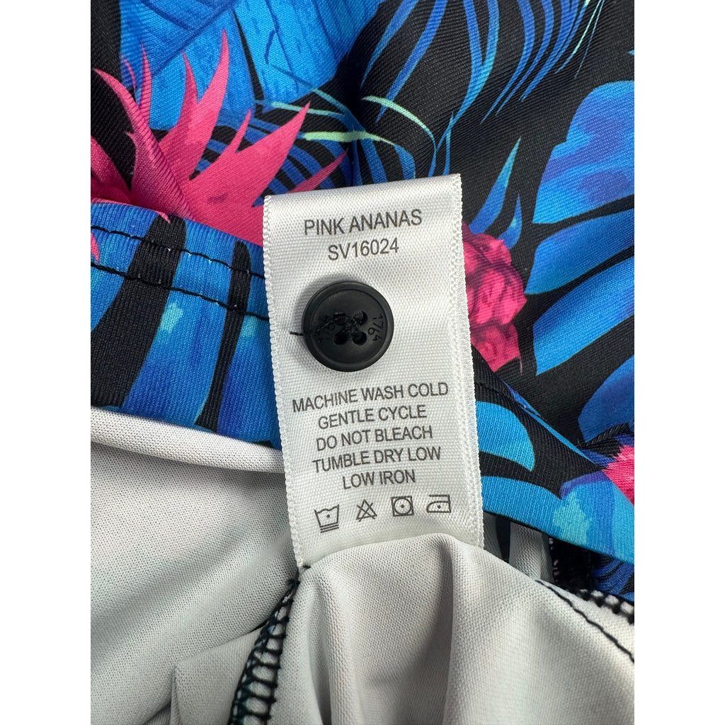 1764 Signature Pink Ananas Hawaiian Pineapple Golf Polo in Black — Size Medium