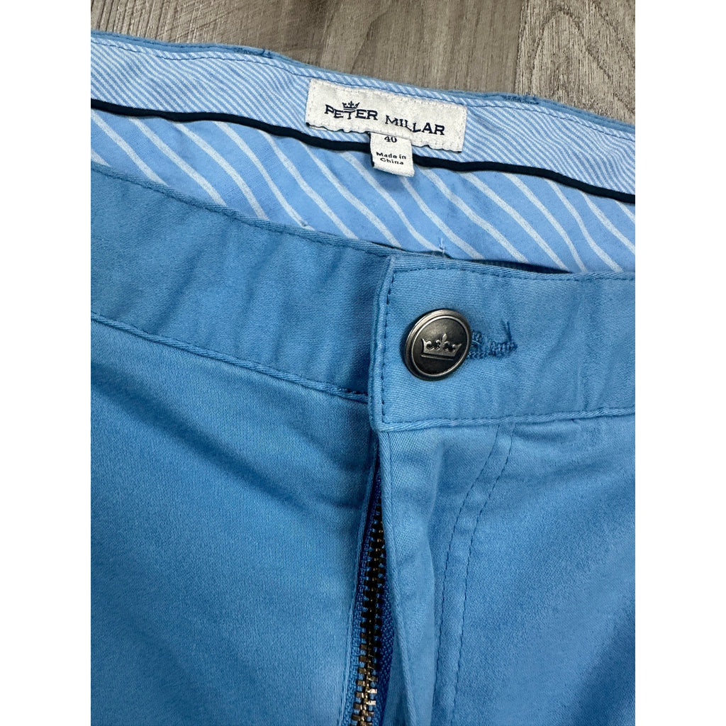 Peter Millar Signature Sateen Five Pocket Pants in Light Blue — Size 40 // Preowned