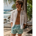 Mr. Mood Tropical Palms Swim Trunks in Green, White — Size Medium // Preowned