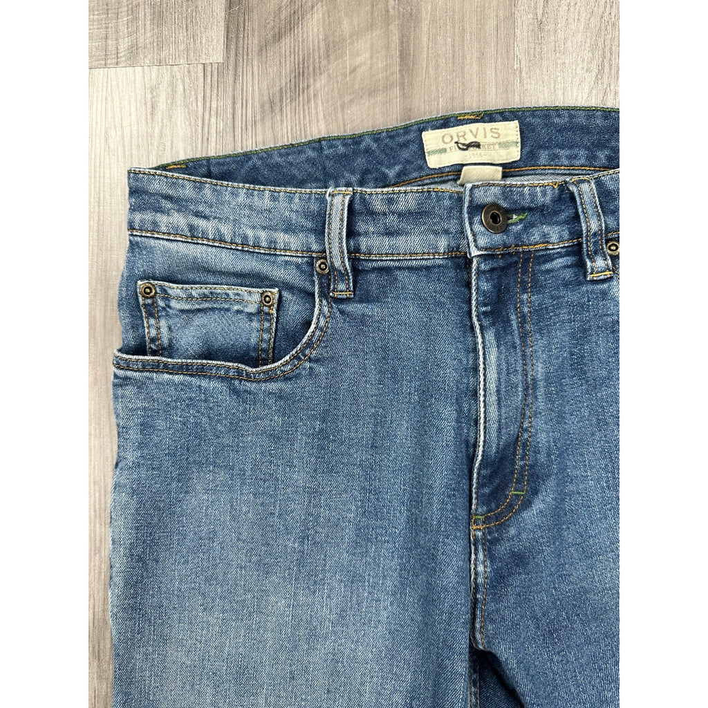 Orvis Five Pocket Straight Leg Stretch Jean in Blue — Size 32x32 // Preowned