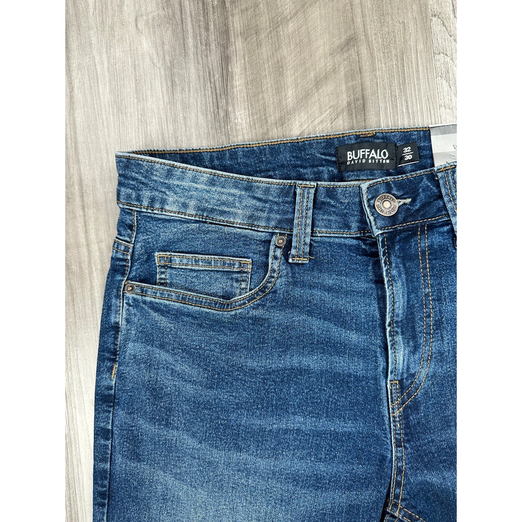 Buffalo David Bitton Straight Six Stretch Jeans in Indigo Sanded — Size 32x30