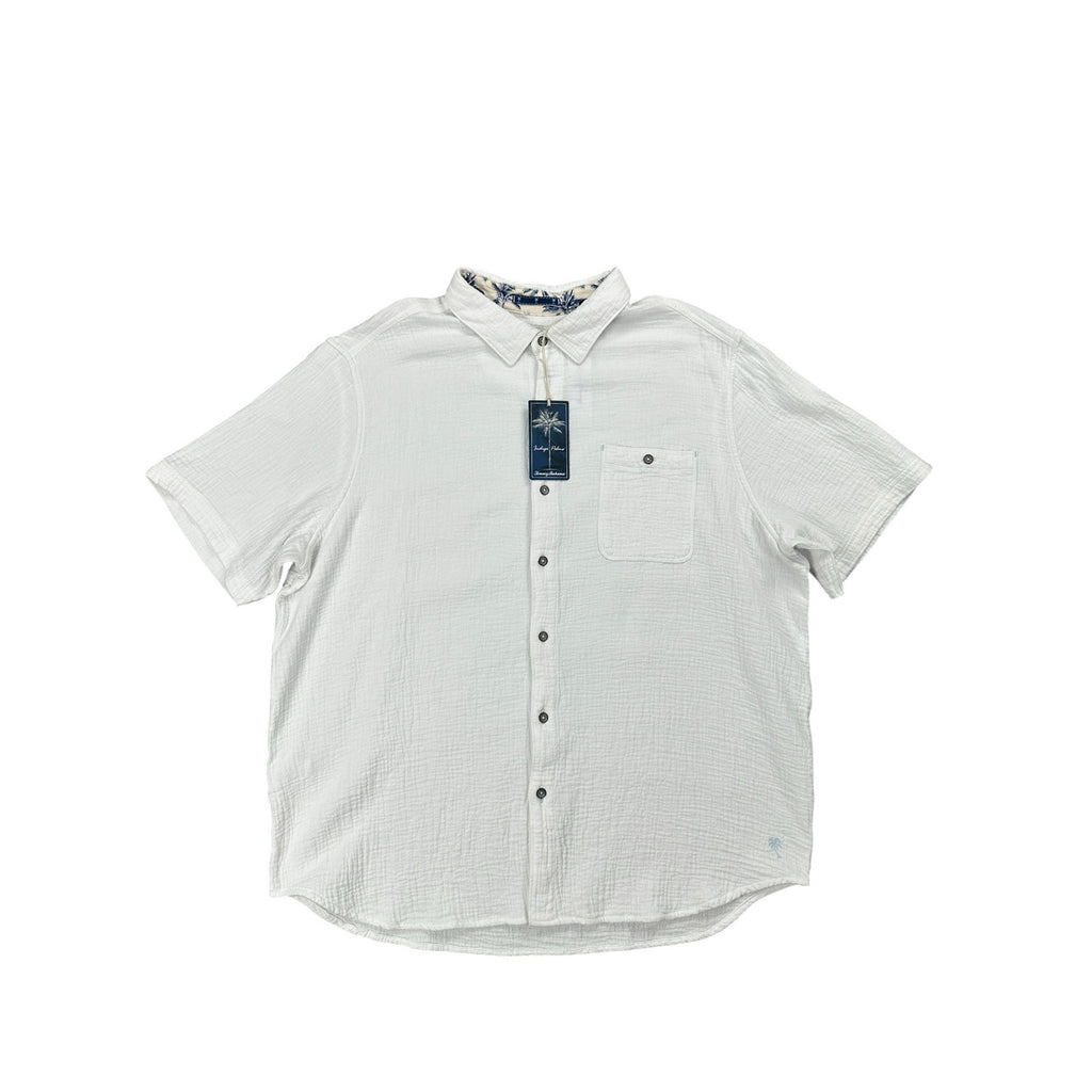 Tommy Bahama Indigo Palms Beachside Cruiser Cotton Gauze Short Sleeve Button Down in White — Size 2XL
