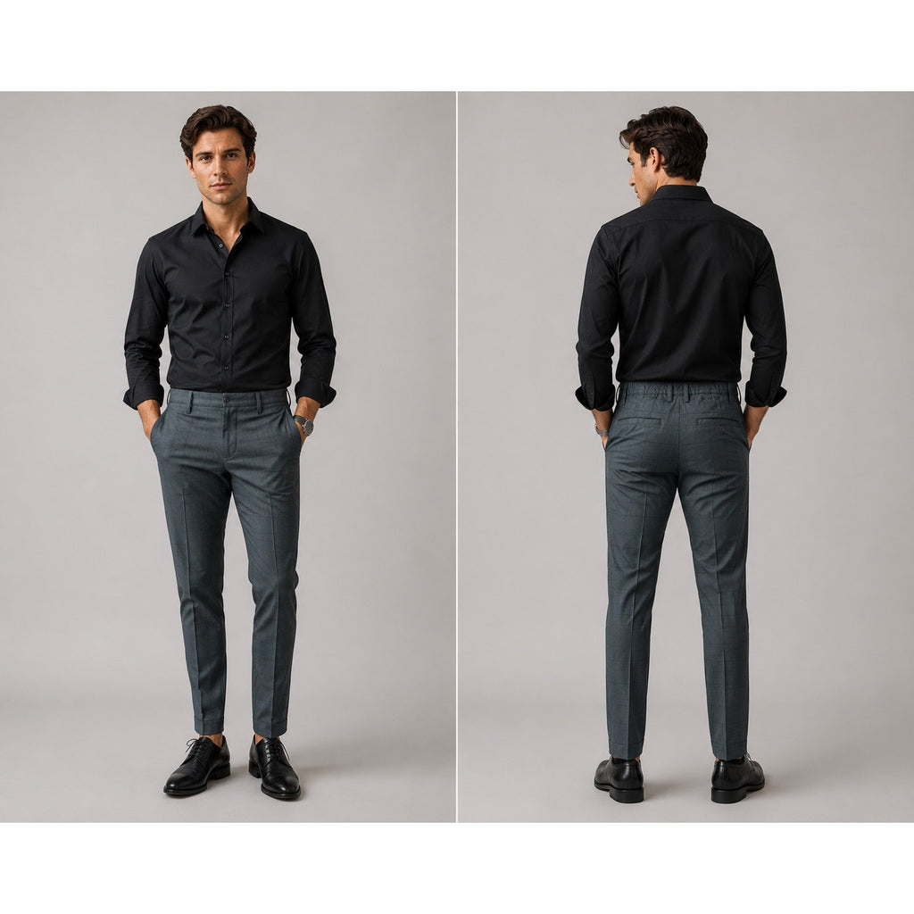 BYLT Executive Windowpane Chino Performance Pants in Dark Charcoal — Size 31