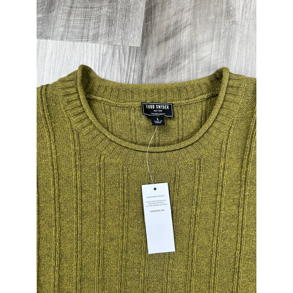 Todd Snyder Textured Mini Cable Crewneck Sweater in Lemongrass — Size Large