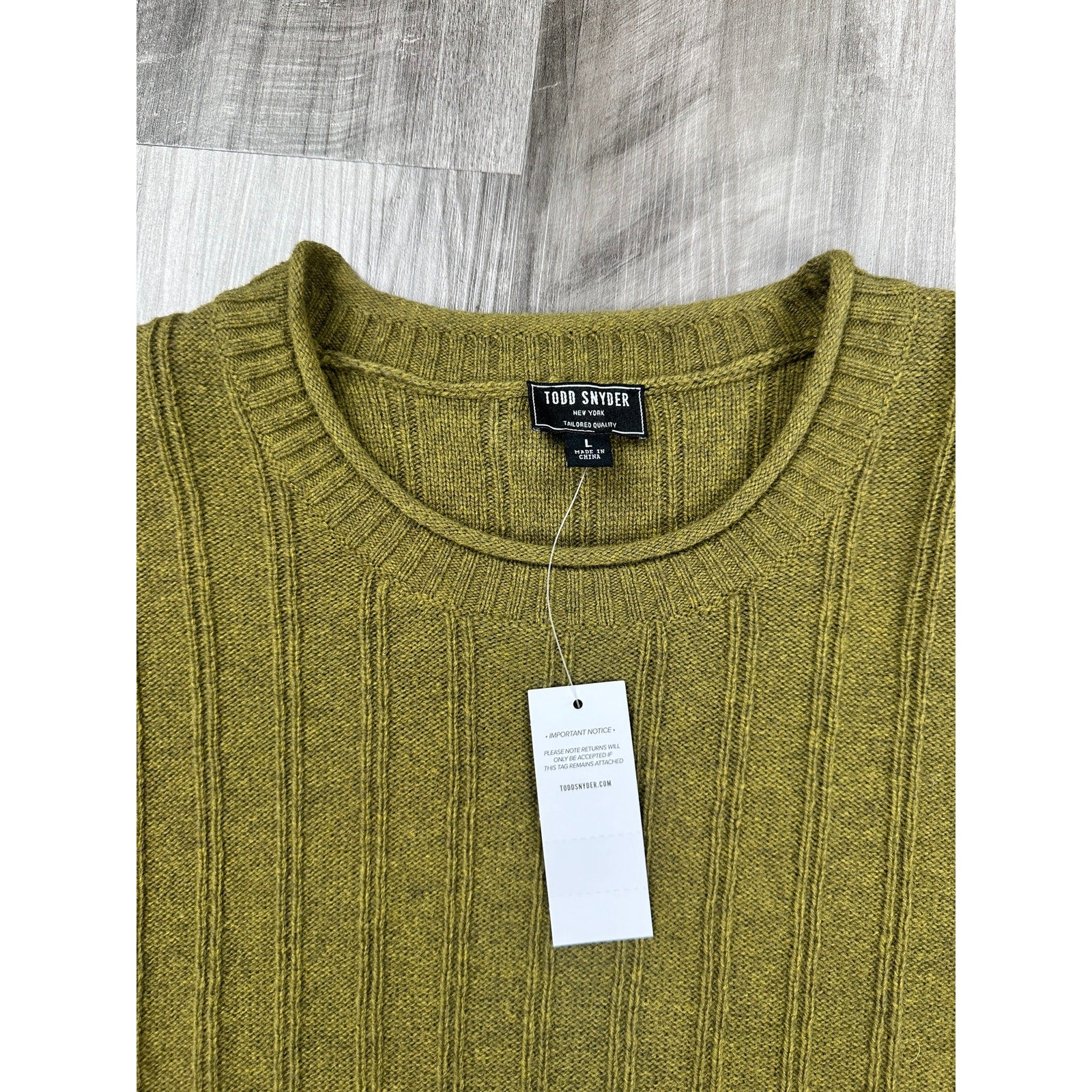 Todd Snyder Textured Mini Cable Crewneck Sweater in Lemongrass — Size Large