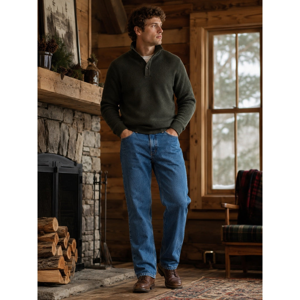 L.L. Bean Double L Classic Fit Flannel-Lined Jeans in Blue — Size 34x34 // Preowned