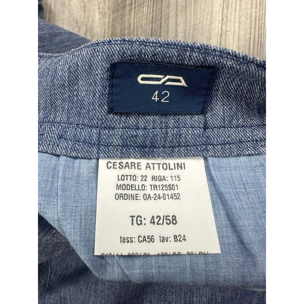 Cesare Attolini Chambray Linen Blend Pants in Blue — Size 42 // Preowned