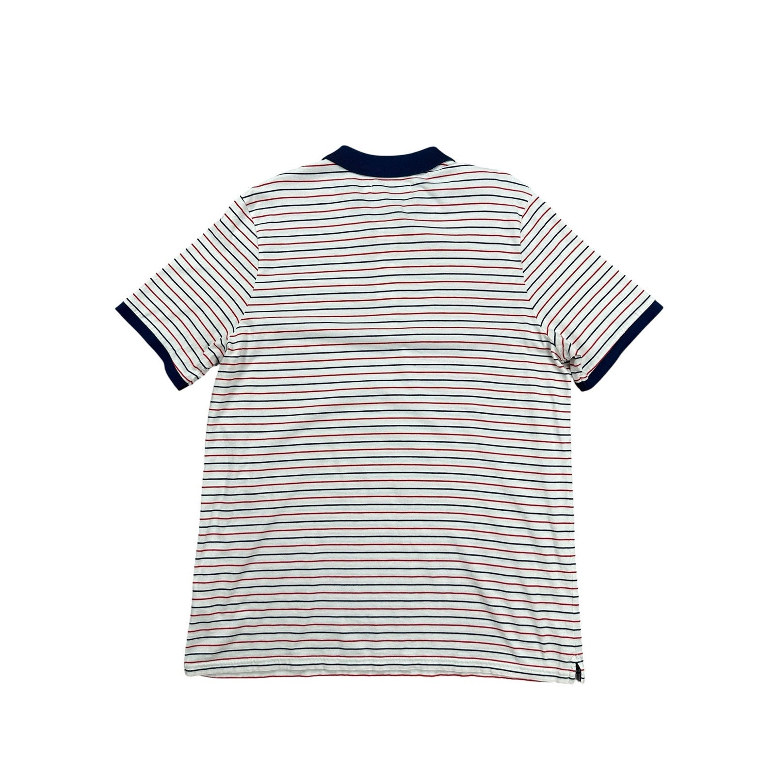 Criquet Classic Players Shirt Striped Polo White Red Navy Pima Cotton — Size XL