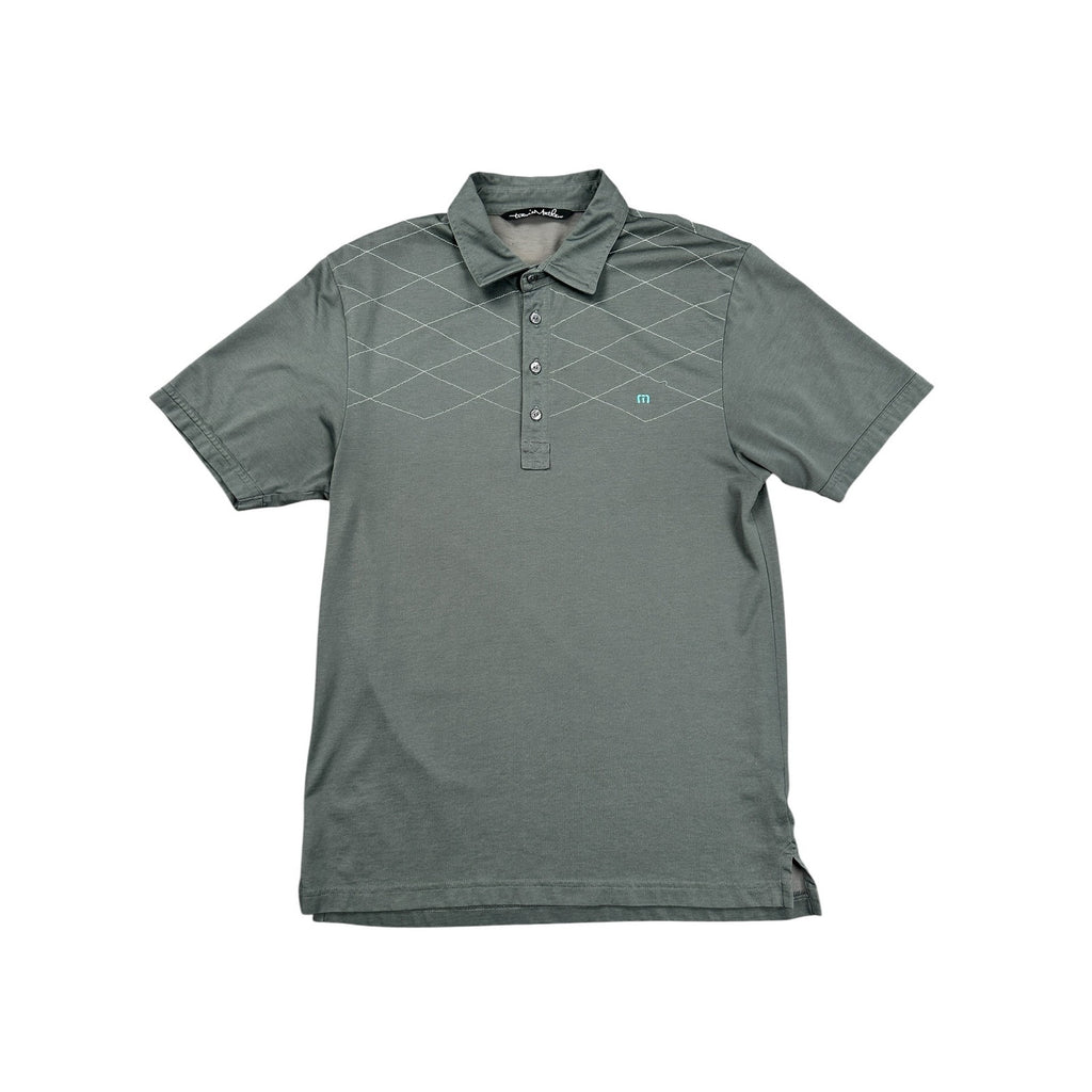 Travis Mathew Diamond Stitched Golf Polo Gray Pima Cotton — Size Medium