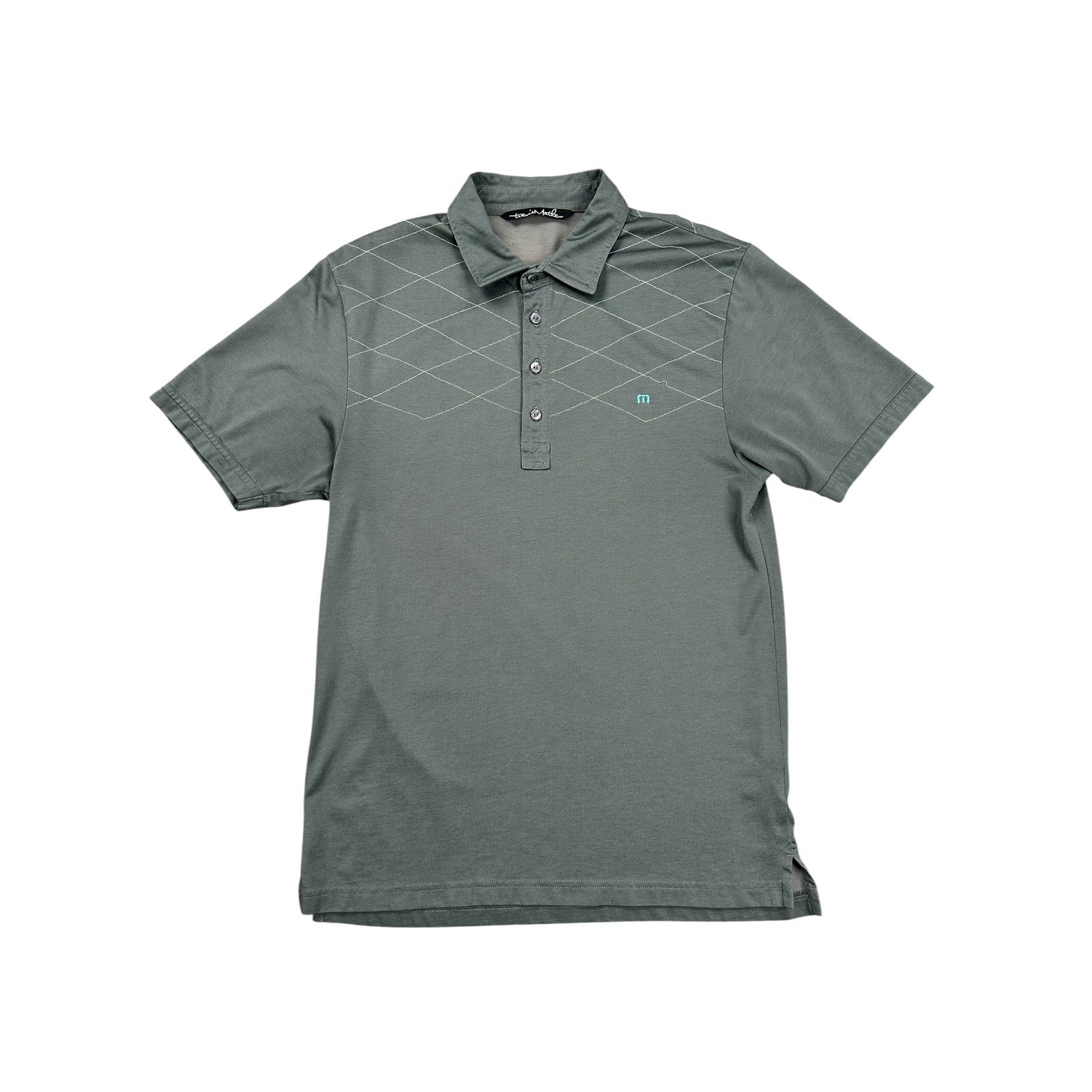 Travis Mathew Diamond Stitched Golf Polo Gray Pima Cotton — Size Medium