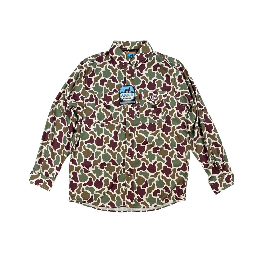Texas A&M Aggies Amigo Provisions Camo Vented Long Sleeve Button Down - 2XL