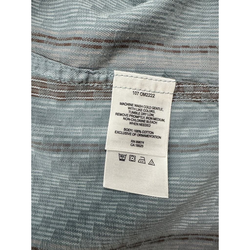 Mountain Hardwear Short Sleeve Geo Striped Button Down in Gray Multi — Size Large // Preowned