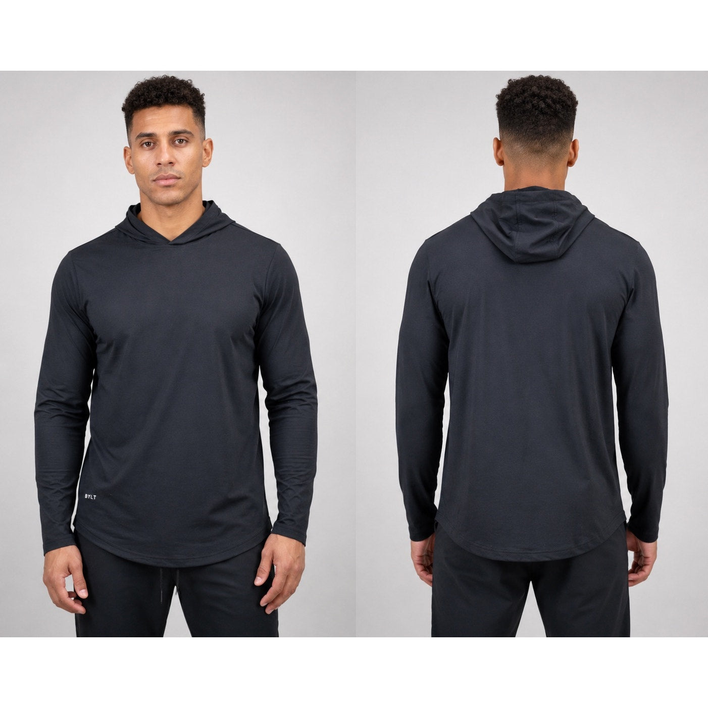 BYLT Signature Drop Cut Performance Hoodie in Black — Size Large // Preowned