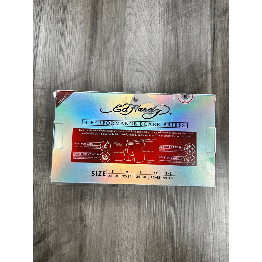 Ed Hardy Performance Boxer Briefs 4-Pack — Size Small