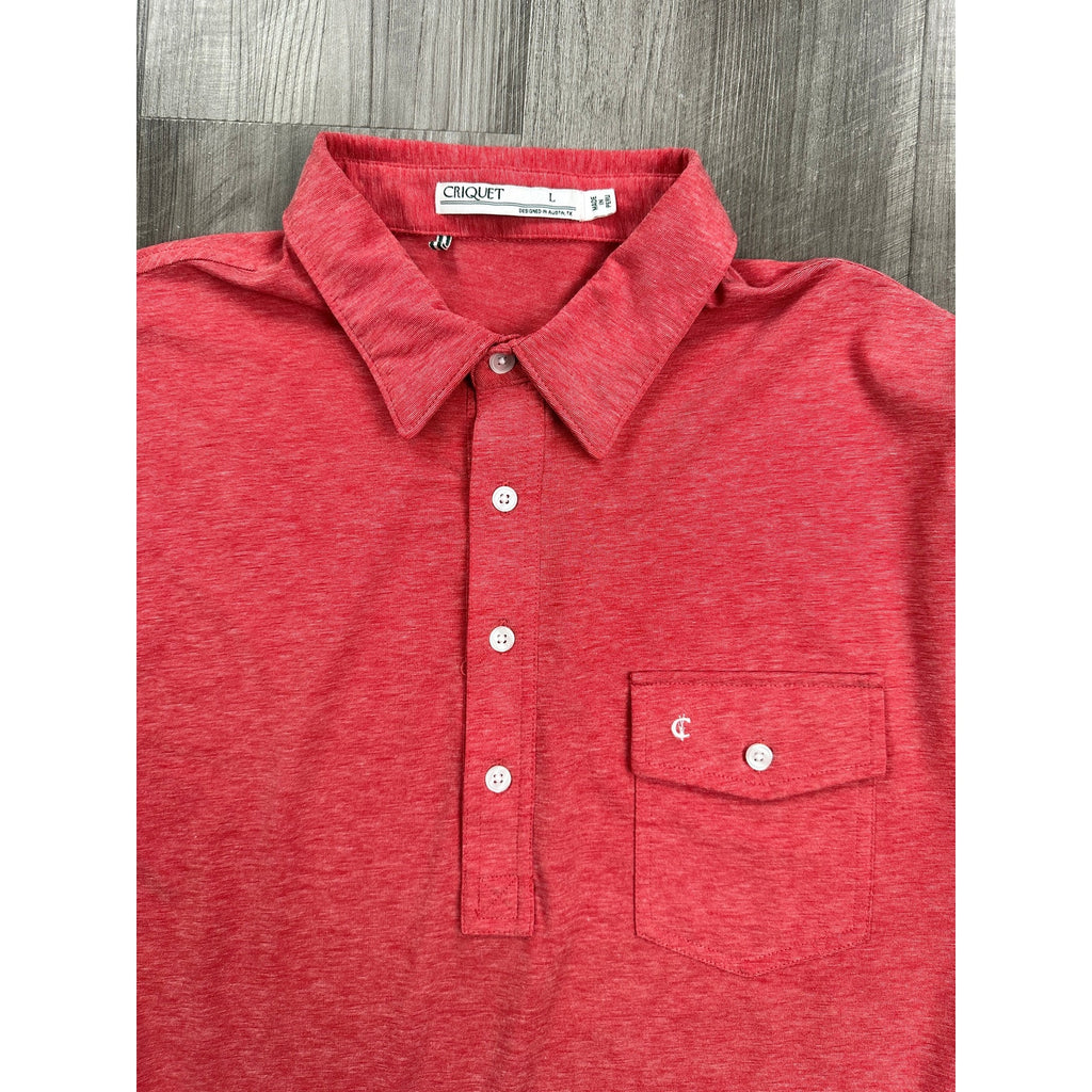 Criquet Performance Players Shirt Pocket Polo in Red — Size Large // Preowned