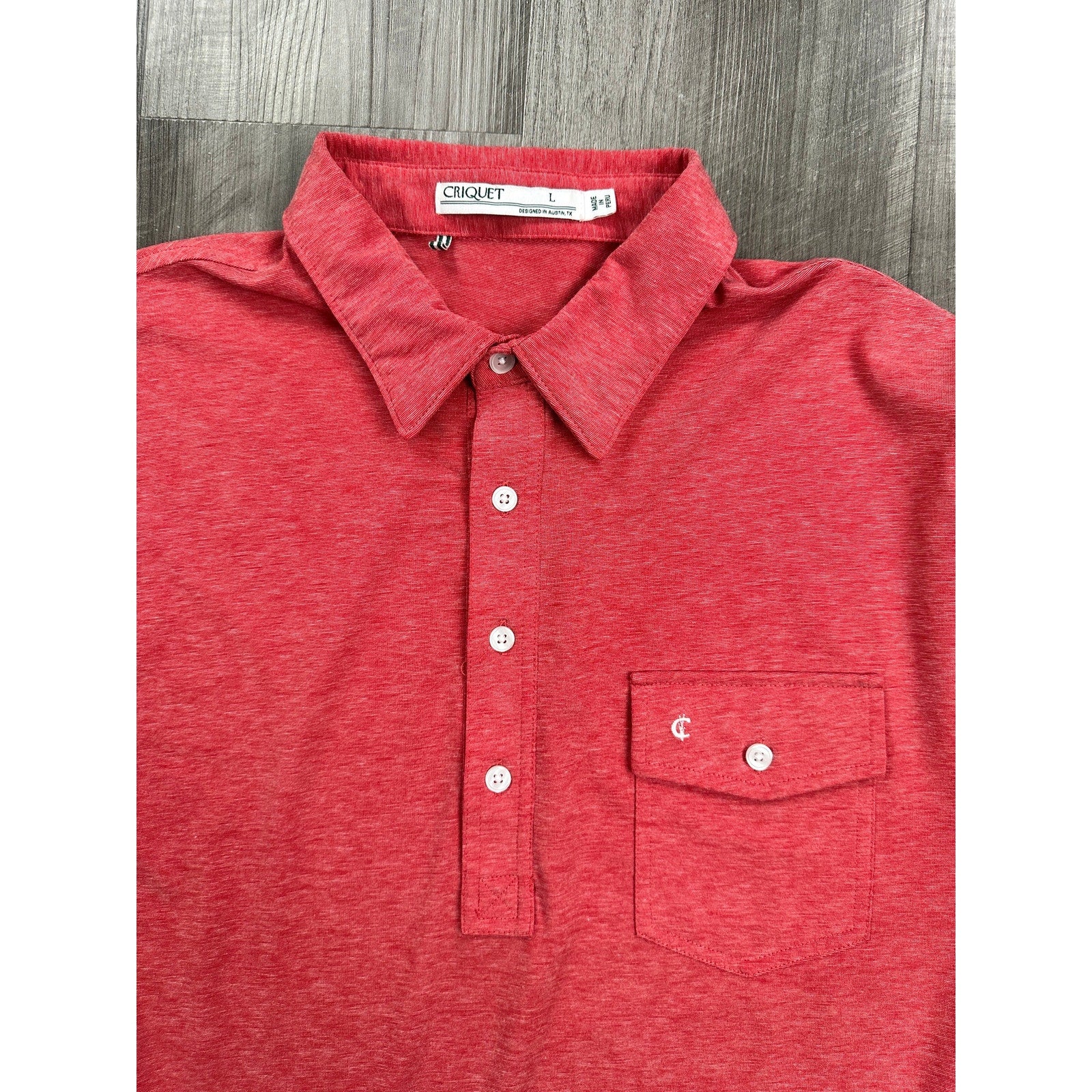 Criquet Performance Players Shirt Pocket Polo in Red — Size Large // Preowned