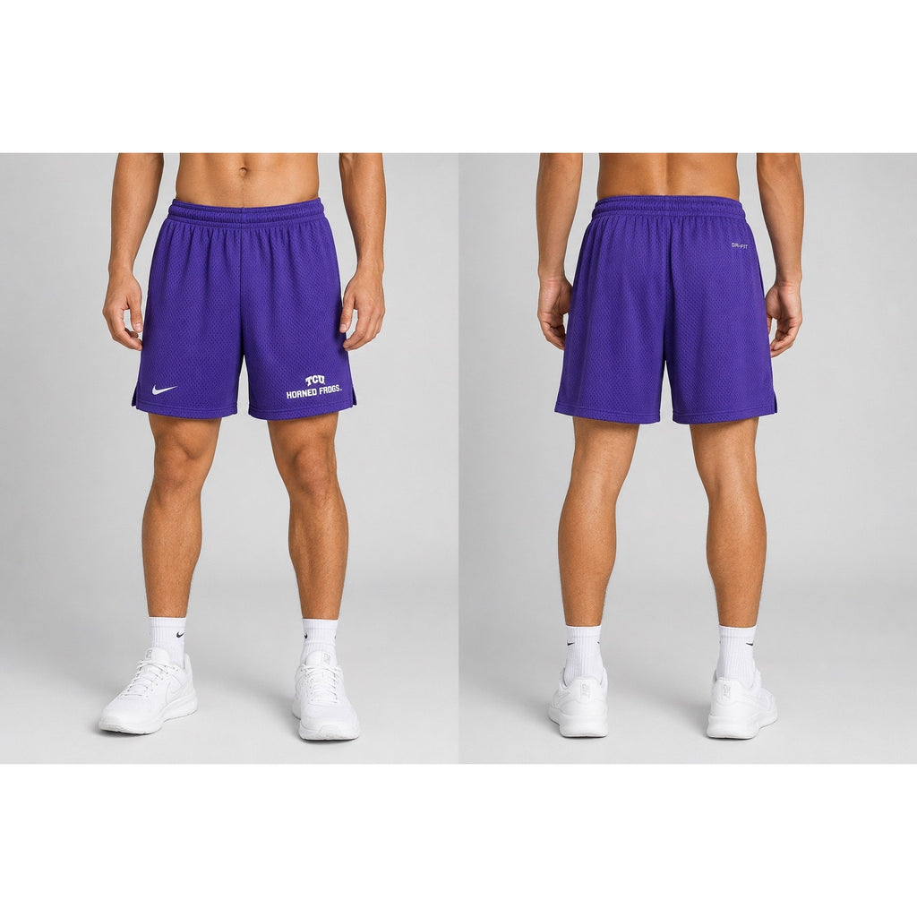 Nike TCU Horned Frogs Loose Fit Mid-Thigh Dri-FIT Mesh Athletic Shorts in Purple — Size Large