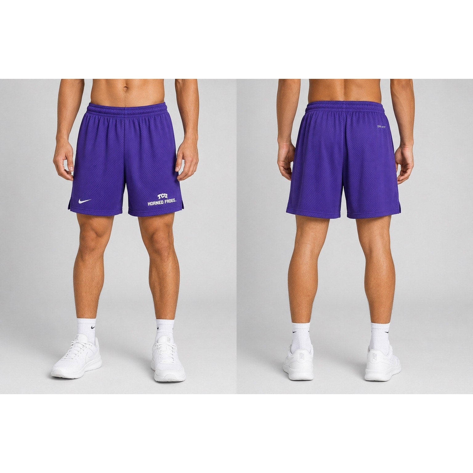 Nike TCU Horned Frogs Loose Fit Mid-Thigh Dri-FIT Mesh Athletic Shorts in Purple — Size Large