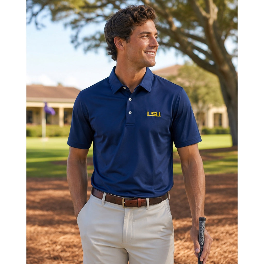 Southern Tide LSU Tigers Club Jersey Golf Performance Polo in Navy — Size XL // Preowned
