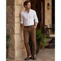 Peter Millar Signature Sateen 5 Pocket Chino Pants in French Press Brown — Size 42x34