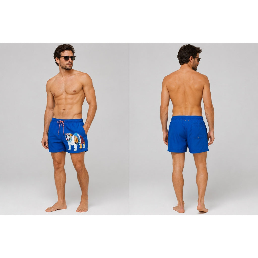 Robert Graham Bulldog Swim Trunks True Blue — Size Large
