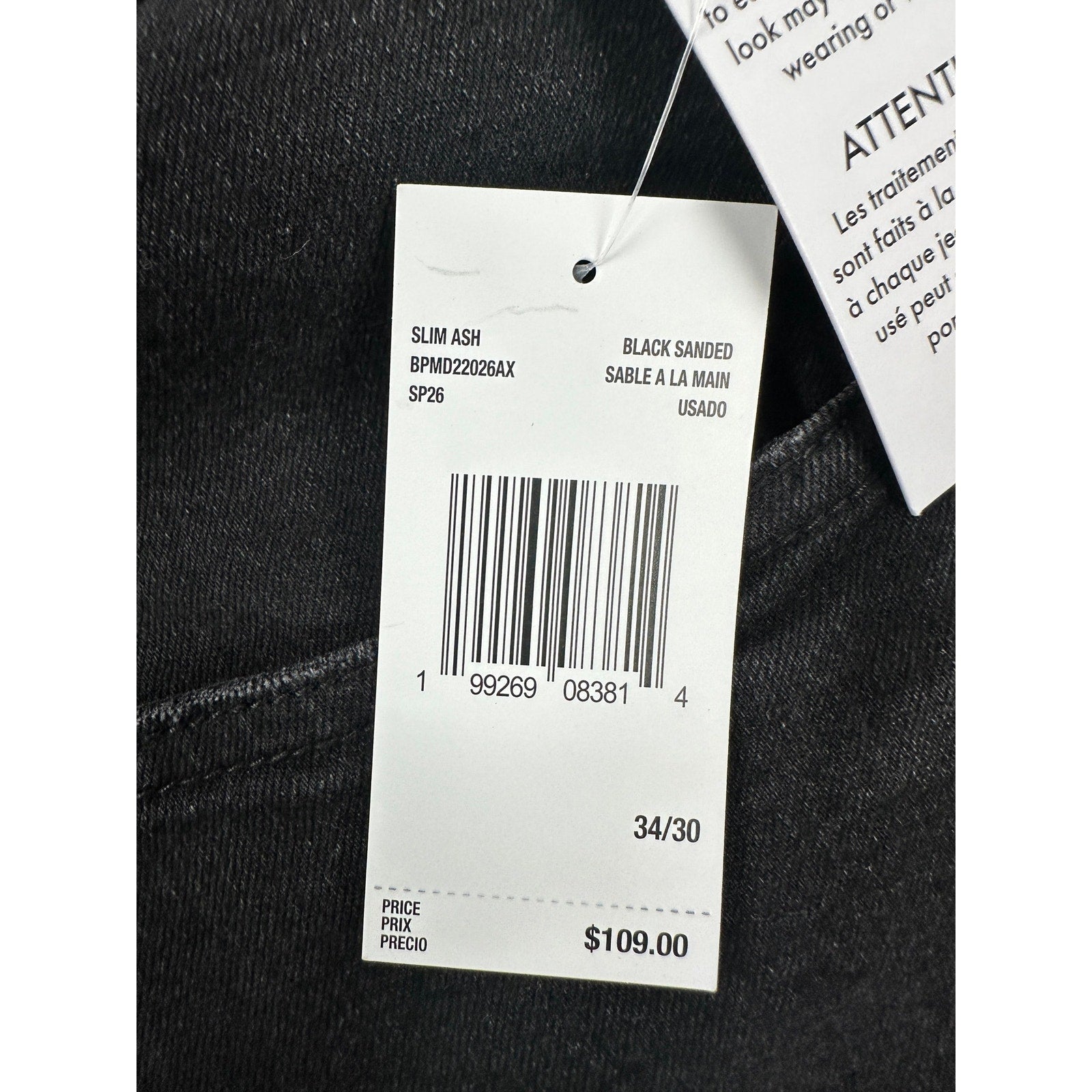 Buffalo David Bitton Ash Slim Stretch Jean in Black Sanded — Size 34x30