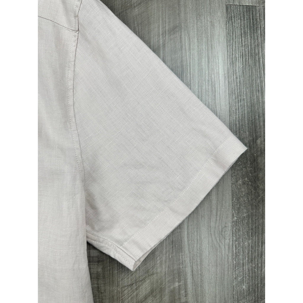 Vince Linen Classic Fit Short Sleeve Shirt in Rosewater — Size Large