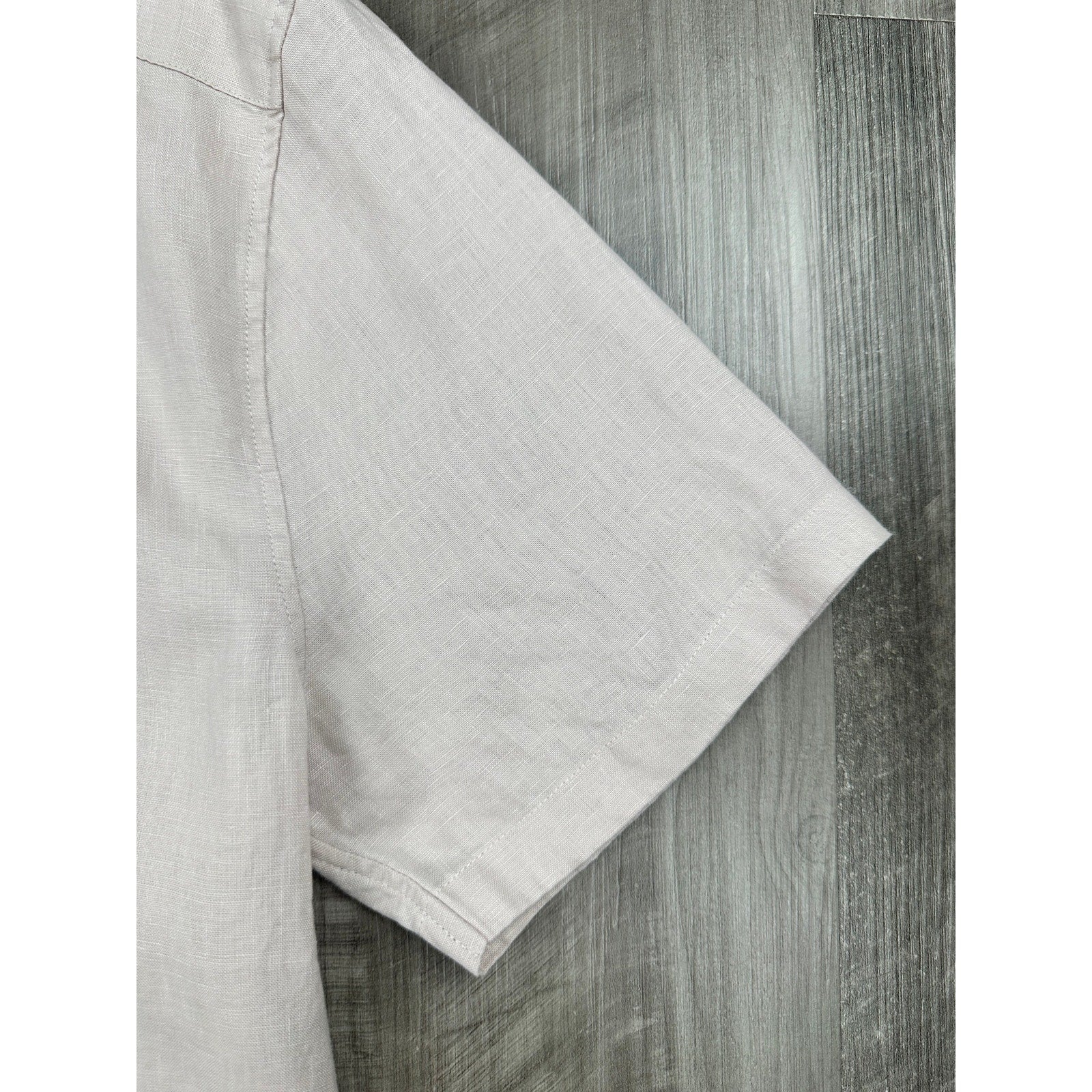 Vince Linen Classic Fit Short Sleeve Shirt in Rosewater — Size Large