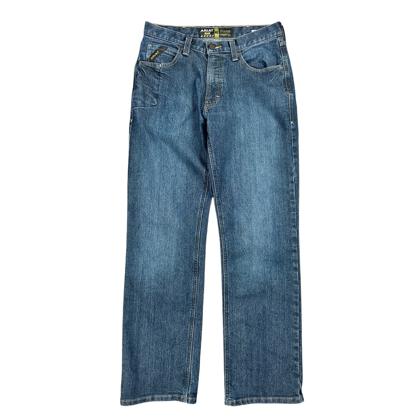 Ariat Rebar M5 Durastretch Stacked Straight Jeans in Blackstone Blue — Size 32x34 // Preowned